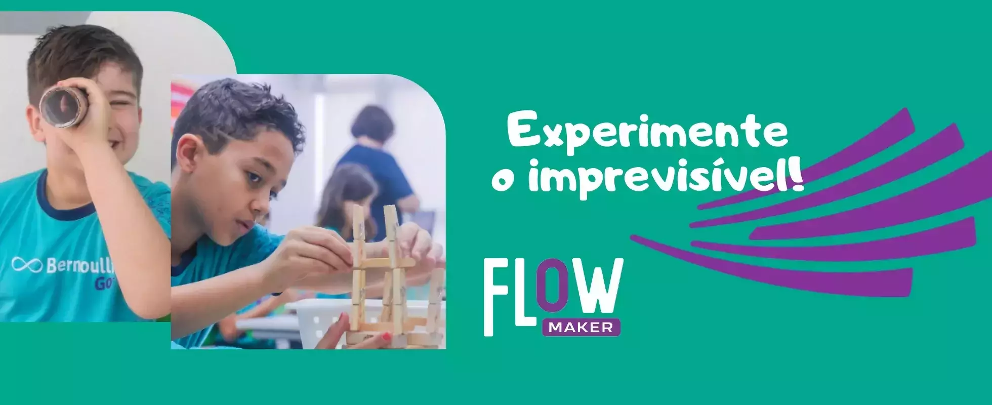 Estudantes do Bernoulli utilizando a Coleção Flow Maker.