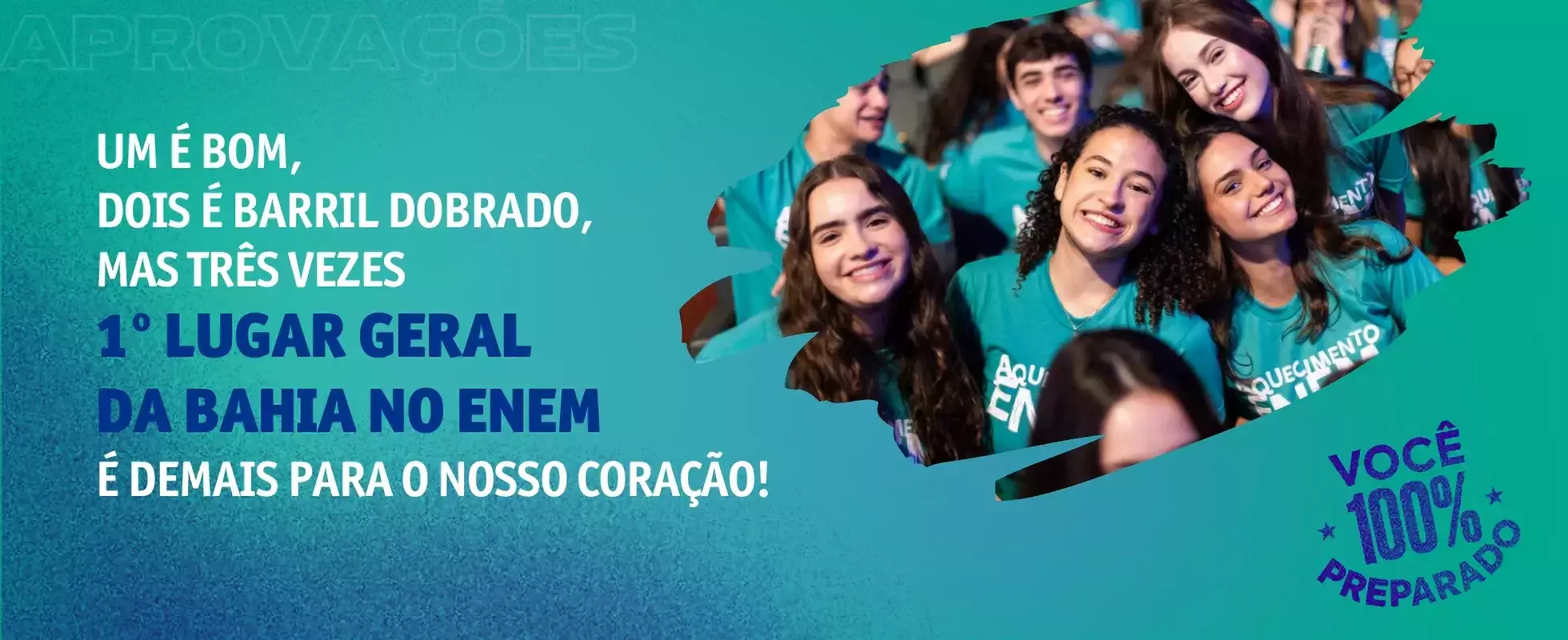 Banner comemorativo para a conquista do 1º lugar no Enem pela terceira vez.